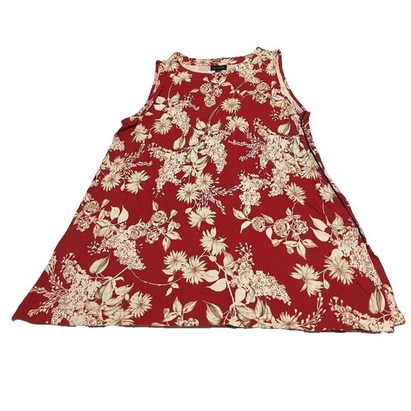 J. Jill Wearever Women’s Floral Tank Top Red Beige Sleeveless Travel Size L - Picture 6 of 8